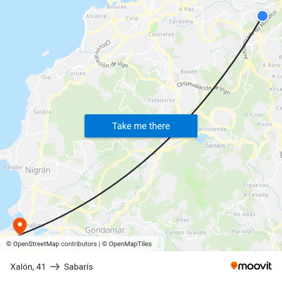 Xalón, 41 to Sabarís map