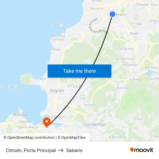 Citroën, Porta Principal to Sabarís map