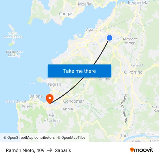 Ramón Nieto, 409 to Sabarís map