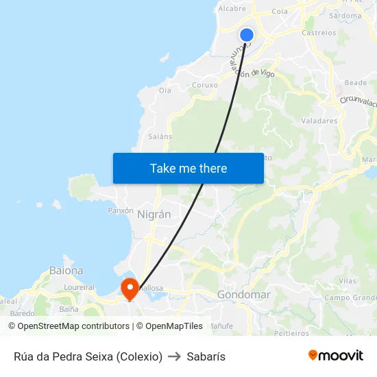 Rúa da Pedra Seixa (Colexio) to Sabarís map