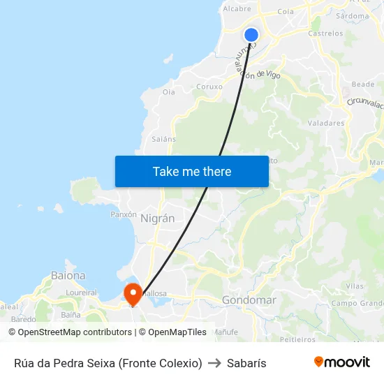 Rúa da Pedra Seixa (Fronte Colexio) to Sabarís map