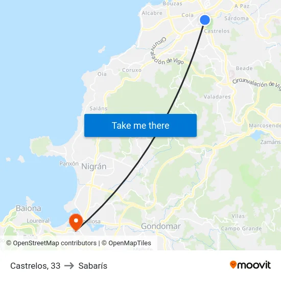 Castrelos, 33 to Sabarís map