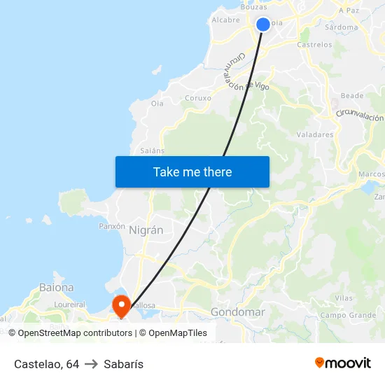 Castelao, 64 to Sabarís map