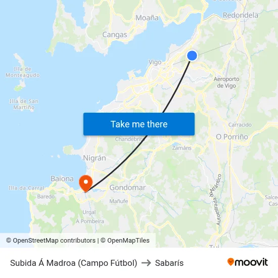 Subida Á Madroa (Campo Fútbol) to Sabarís map