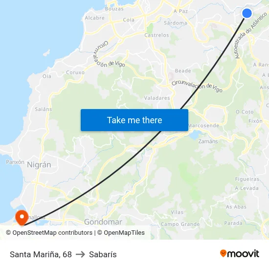 Santa Mariña, 68 to Sabarís map