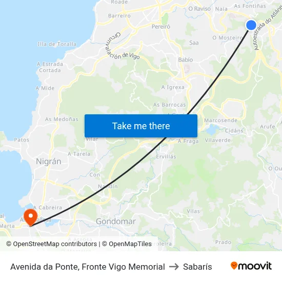 Avenida da Ponte, Fronte Vigo Memorial to Sabarís map