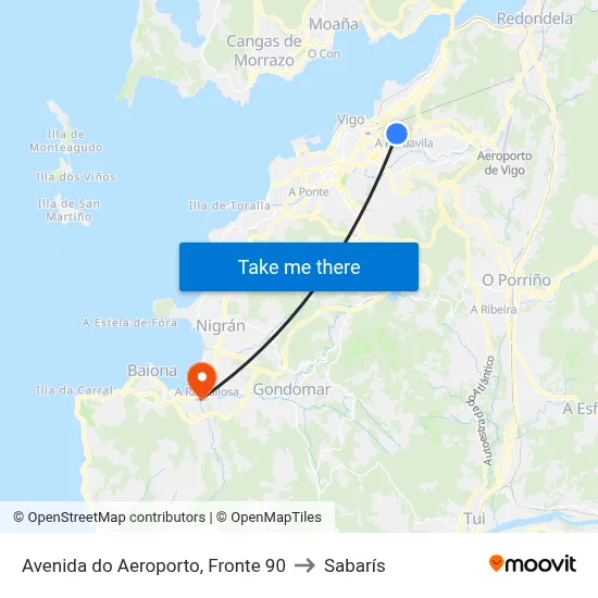 Avenida do Aeroporto, Fronte 90 to Sabarís map