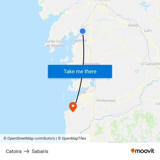 Catoira to Sabarís map