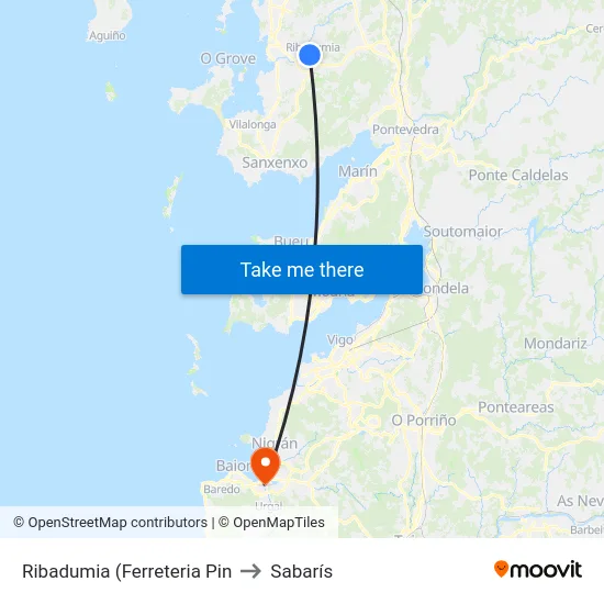 Ribadumia (Ferreteria Pin to Sabarís map
