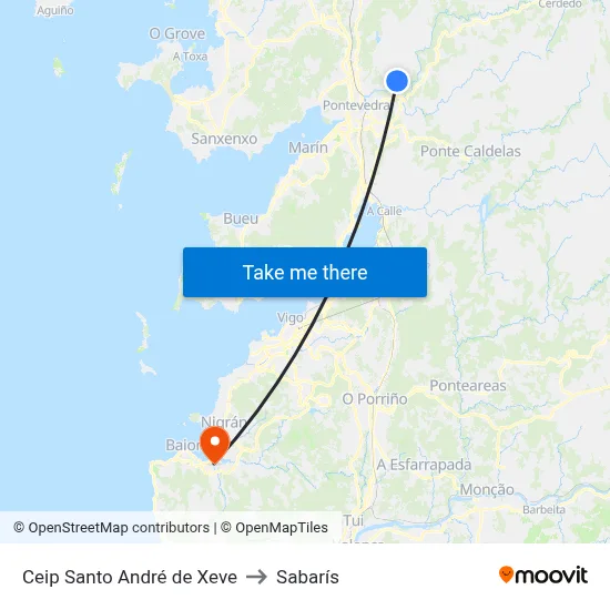 Ceip Santo André de Xeve to Sabarís map