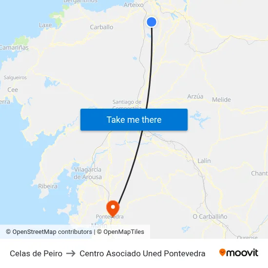 Celas de Peiro to Centro Asociado Uned Pontevedra map