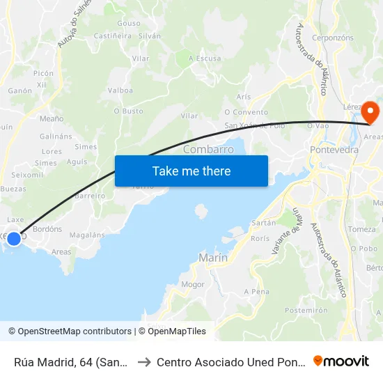 Rúa Madrid, 64 (Sanxenxo) to Centro Asociado Uned Pontevedra map
