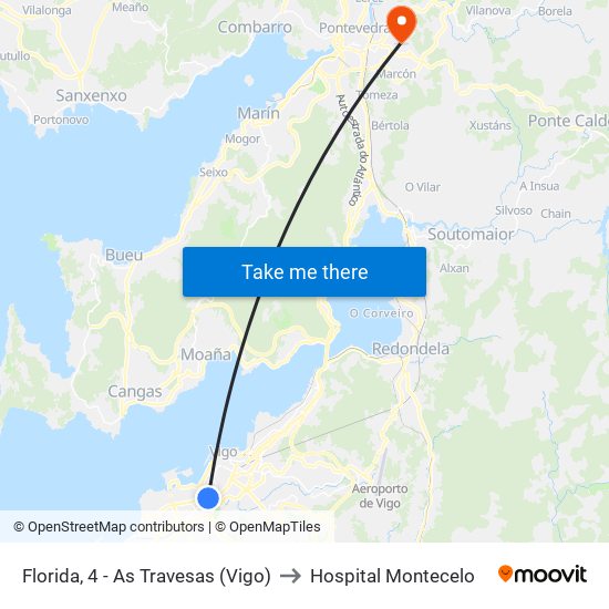 Florida, 4 - As Travesas (Vigo) to Hospital Montecelo map