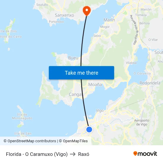 Florida - O Caramuxo (Vigo) to Raxó map