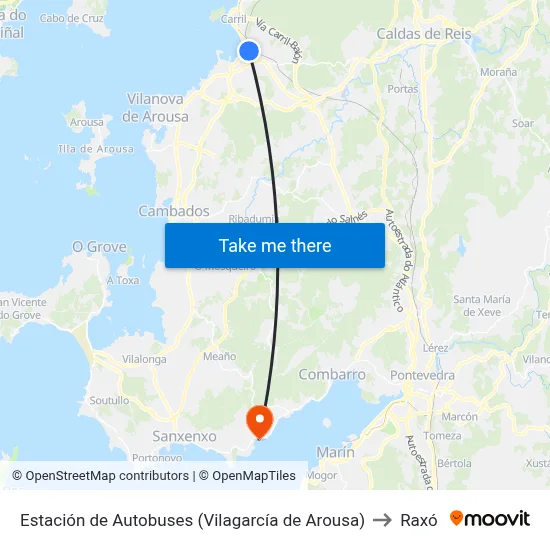 Estación de Autobuses (Vilagarcía de Arousa) to Raxó map