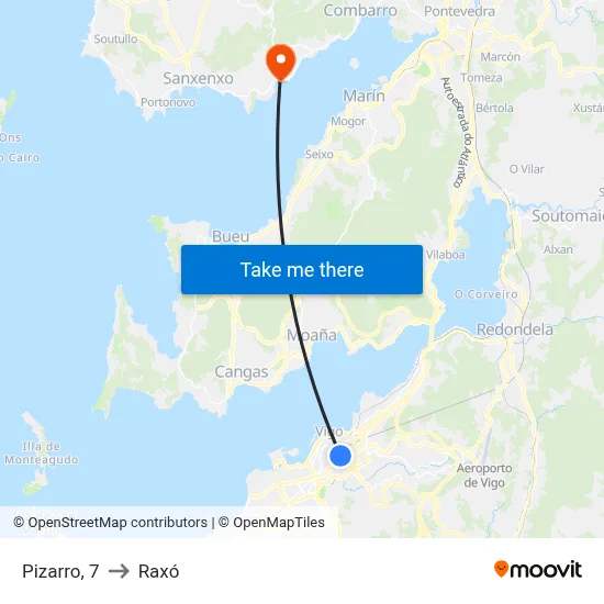 Pizarro, 7 to Raxó map