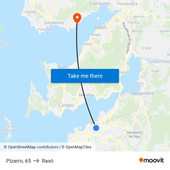 Pizarro, 65 to Raxó map