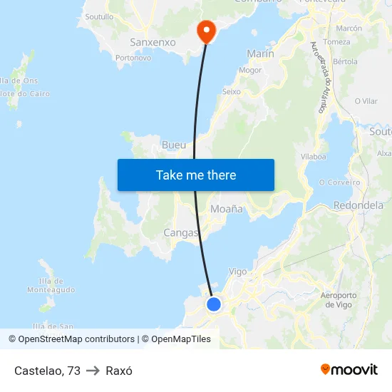 Castelao, 73 to Raxó map