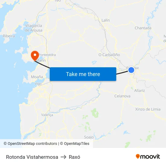 Rotonda Vistahermosa to Raxó map