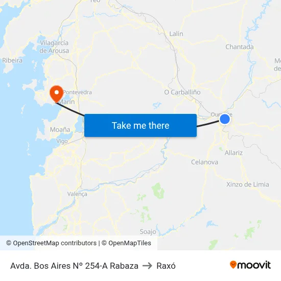 Avda. Bos Aires Nº 254-A Rabaza to Raxó map