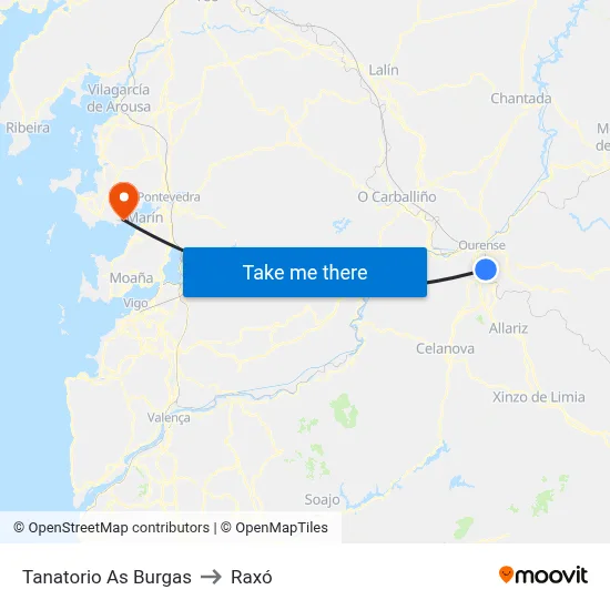 Tanatorio As Burgas to Raxó map