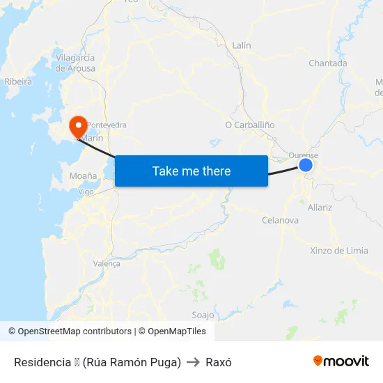 Residencia 🏥 (Rúa Ramón Puga) to Raxó map