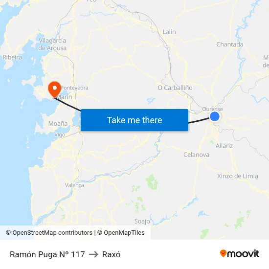 Ramón Puga Nº 117 to Raxó map