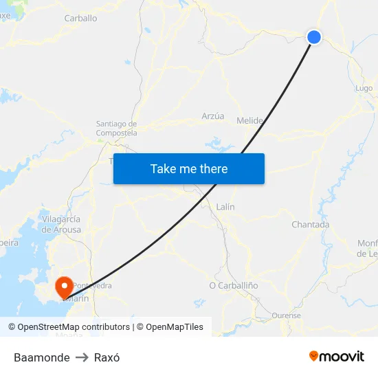 Baamonde to Raxó map