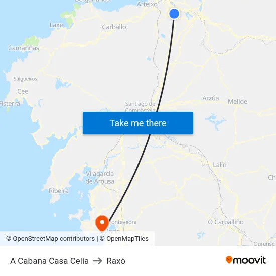 A Cabana Casa Celia to Raxó map