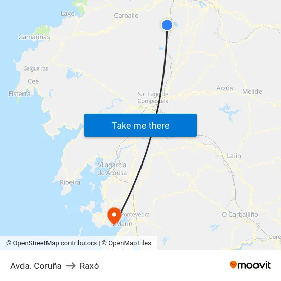 Avda. Coruña to Raxó map