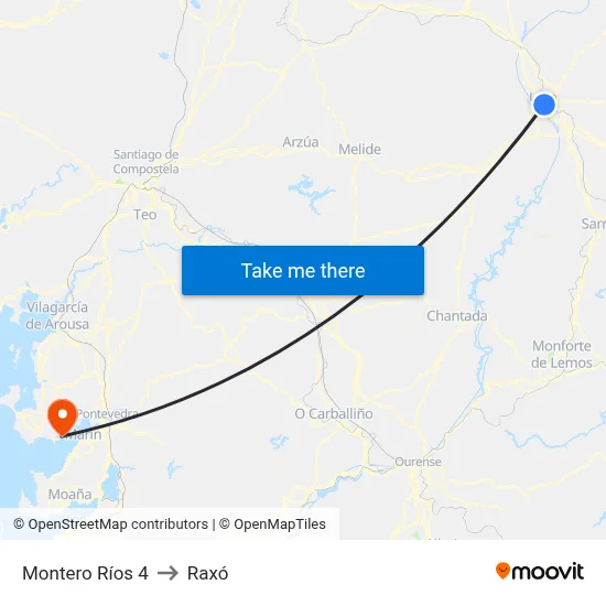 Montero Ríos 4 to Raxó map