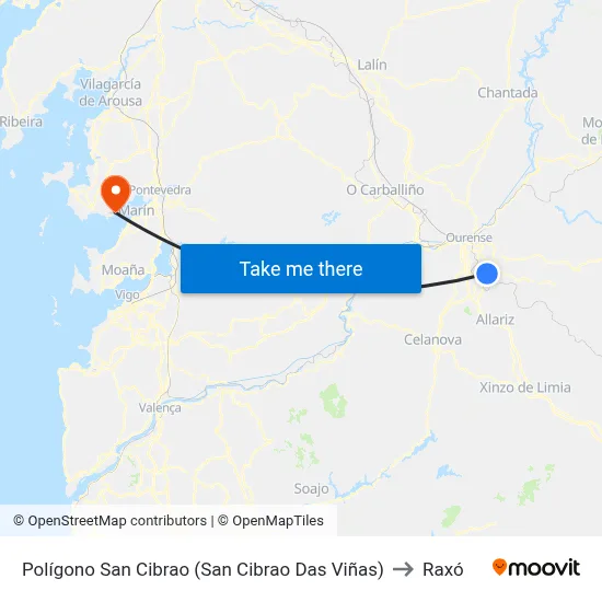 Polígono San Cibrao (San Cibrao Das Viñas) to Raxó map