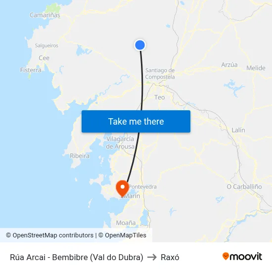 Rúa Arcai - Bembibre (Val do Dubra) to Raxó map