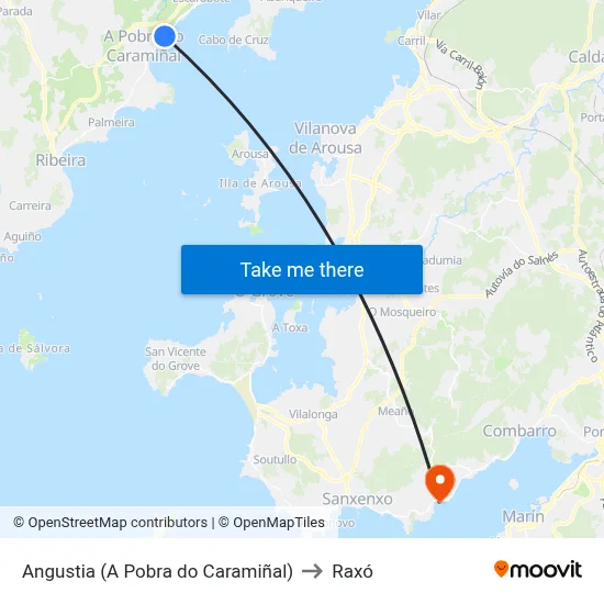 Angustia (A Pobra do Caramiñal) to Raxó map