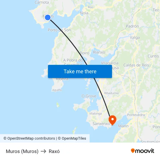 Muros (Muros) to Raxó map