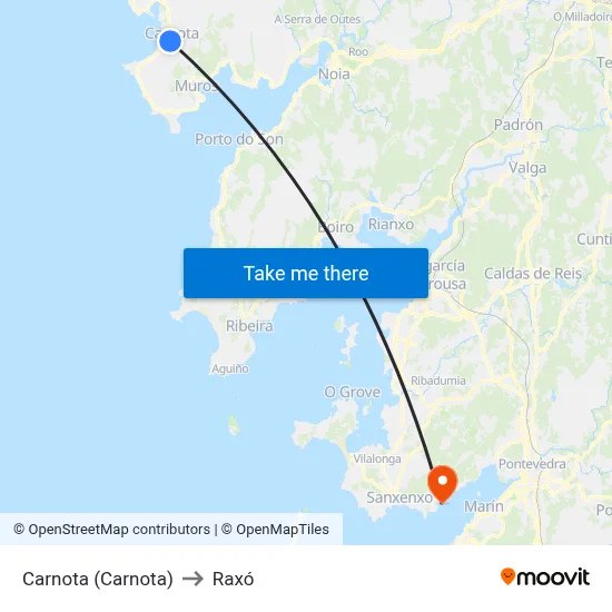 Carnota (Carnota) to Raxó map