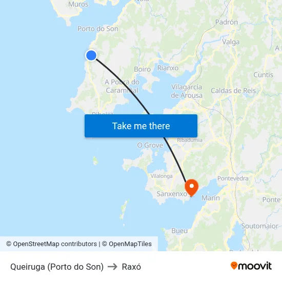 Queiruga (Porto do Son) to Raxó map
