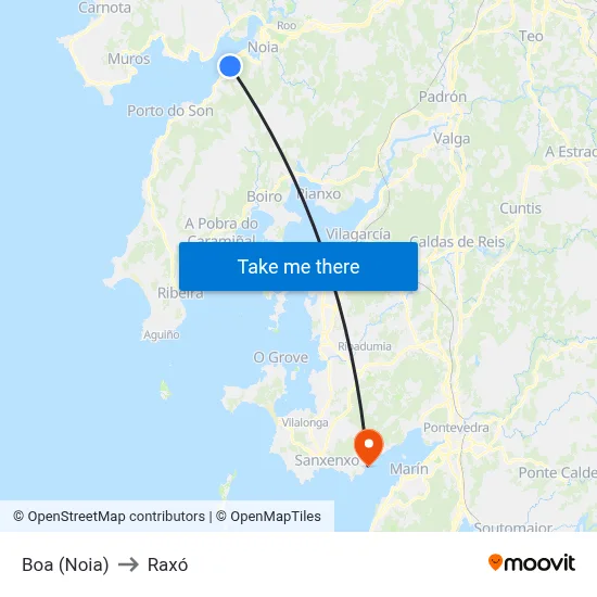 Boa (Noia) to Raxó map