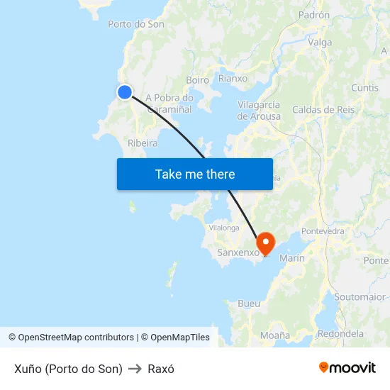Xuño (Porto do Son) to Raxó map