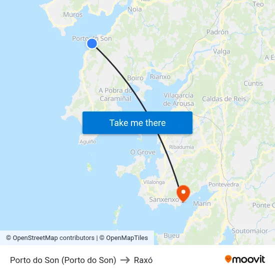 Porto do Son (Porto do Son) to Raxó map
