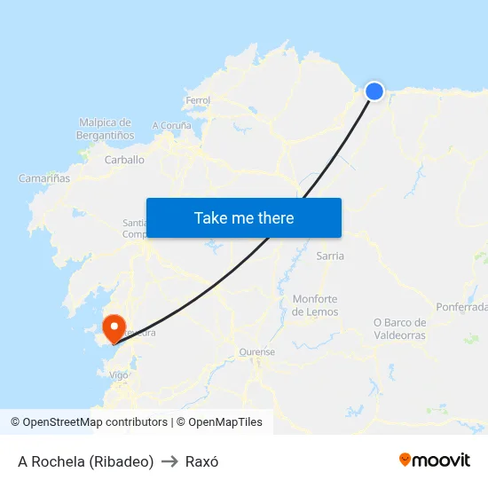 A Rochela (Ribadeo) to Raxó map