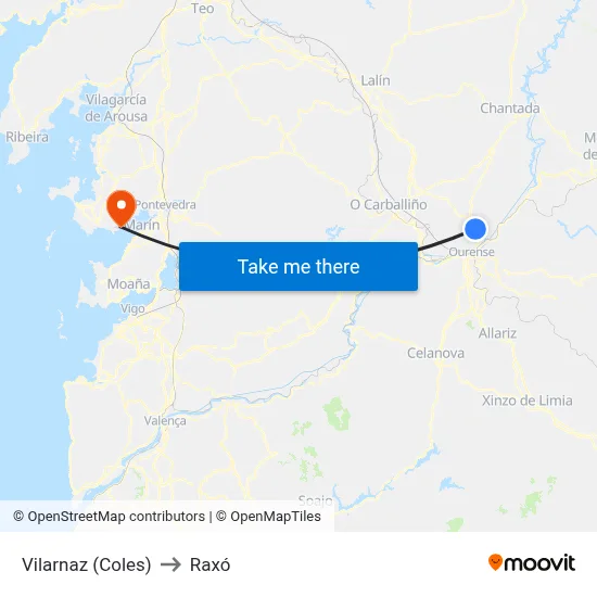 Vilarnaz (Coles) to Raxó map