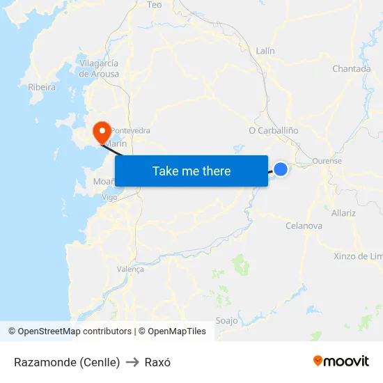 Razamonde (Cenlle) to Raxó map