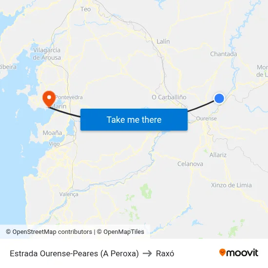 Estrada Ourense-Peares (A Peroxa) to Raxó map