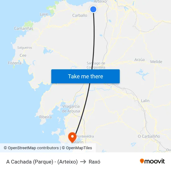 A Cachada (Parque) - (Arteixo) to Raxó map