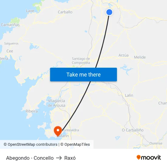 Abegondo - Concello to Raxó map
