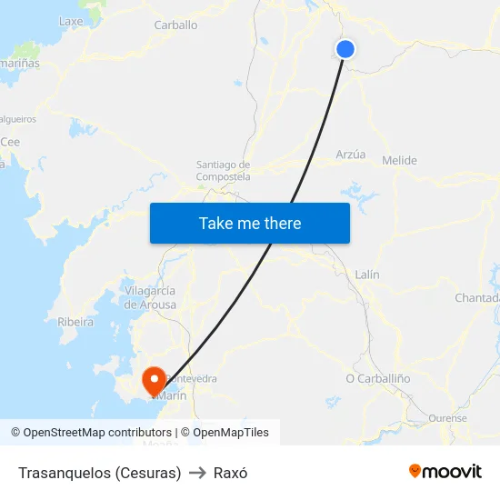 Trasanquelos (Cesuras) to Raxó map