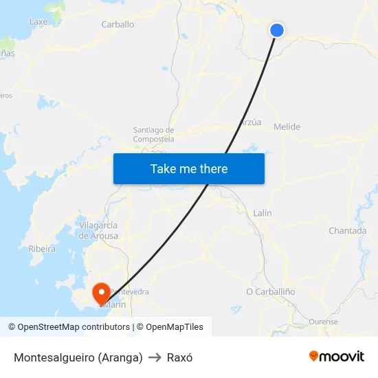 Montesalgueiro (Aranga) to Raxó map