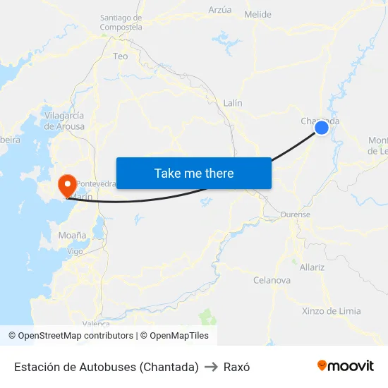 Estación de Autobuses (Chantada) to Raxó map