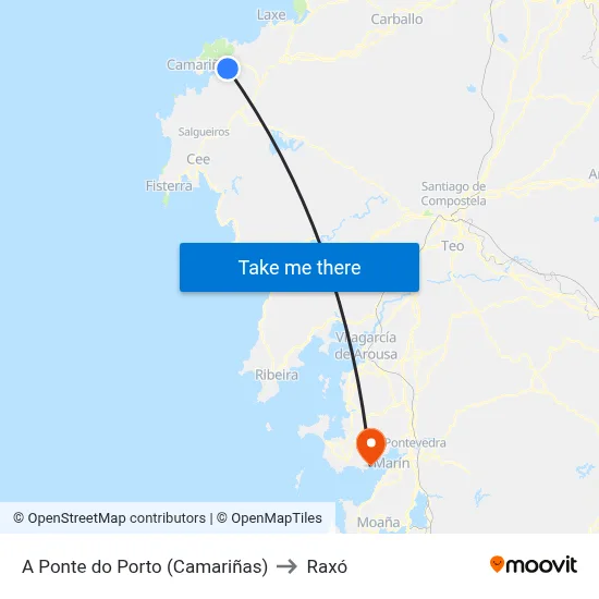 A Ponte do Porto (Camariñas) to Raxó map